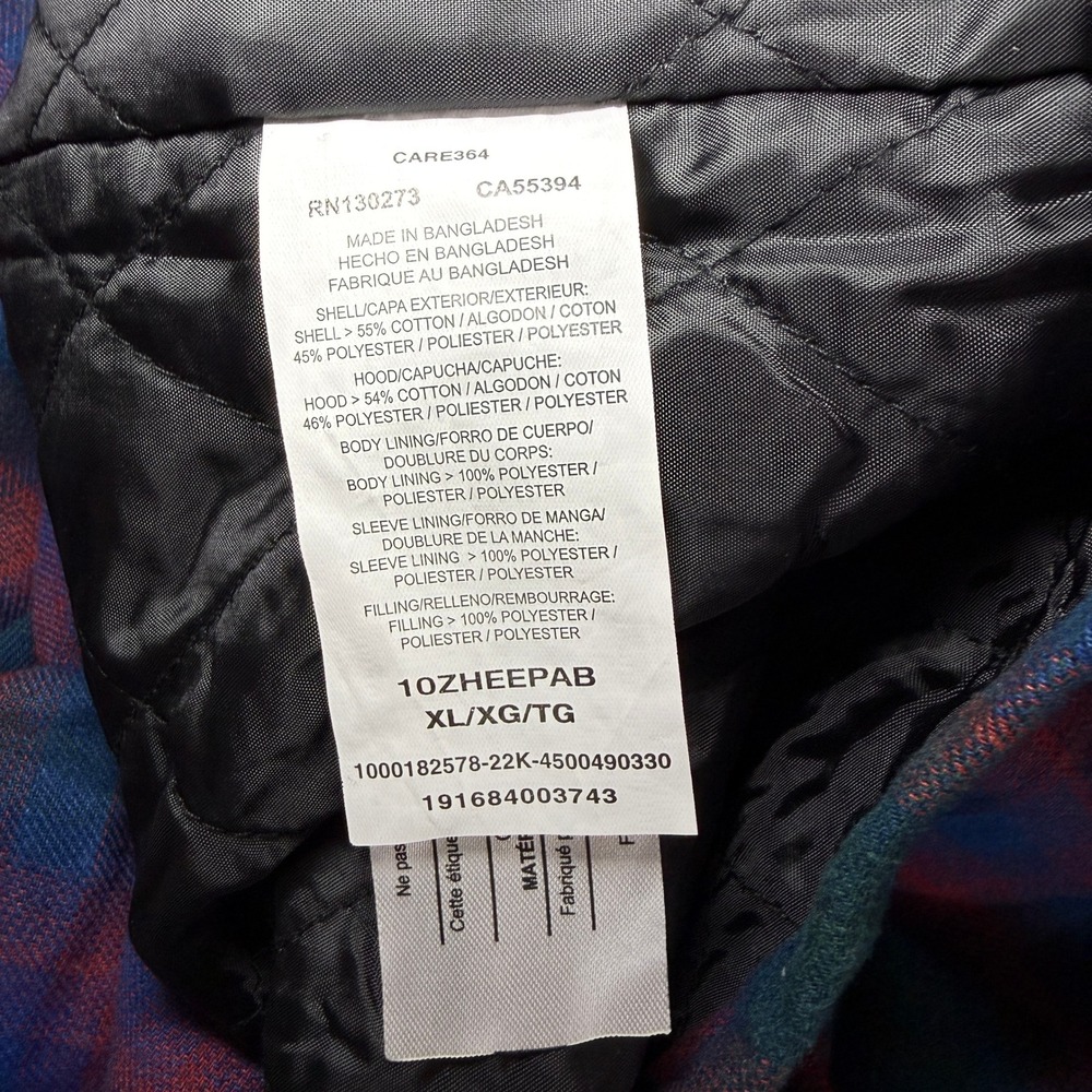 Wrangler Authentics Mens XL Quilted Lined Flannel Hooded Shirt Jacket Plaid NWT - Picture 13 of 16